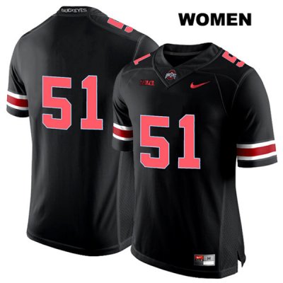 Women's NCAA Ohio State Buckeyes Antwuan Jackson #51 College Stitched No Name Authentic Nike Red Number Black Football Jersey OC20N52DI